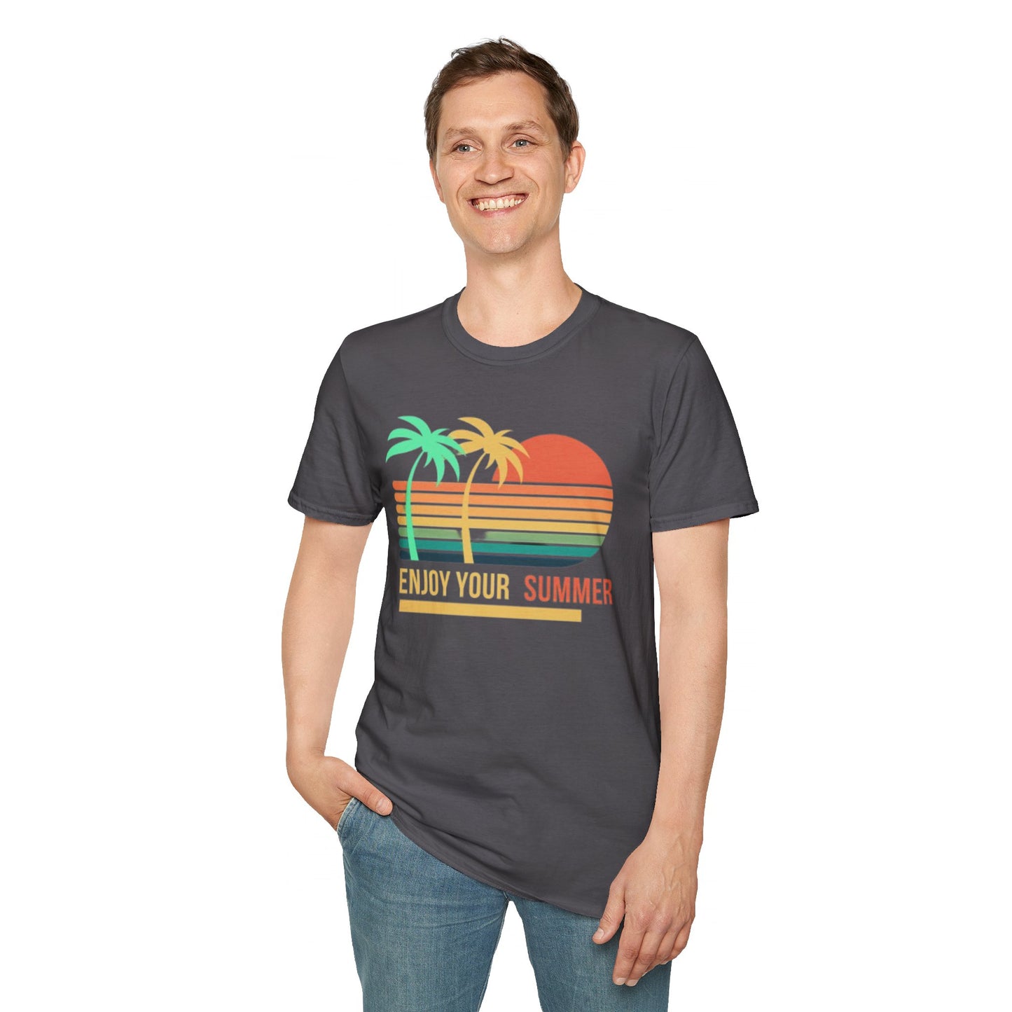 Sunset Vibes Palm T-Shirt, this tee is 100% cotton for solid colors