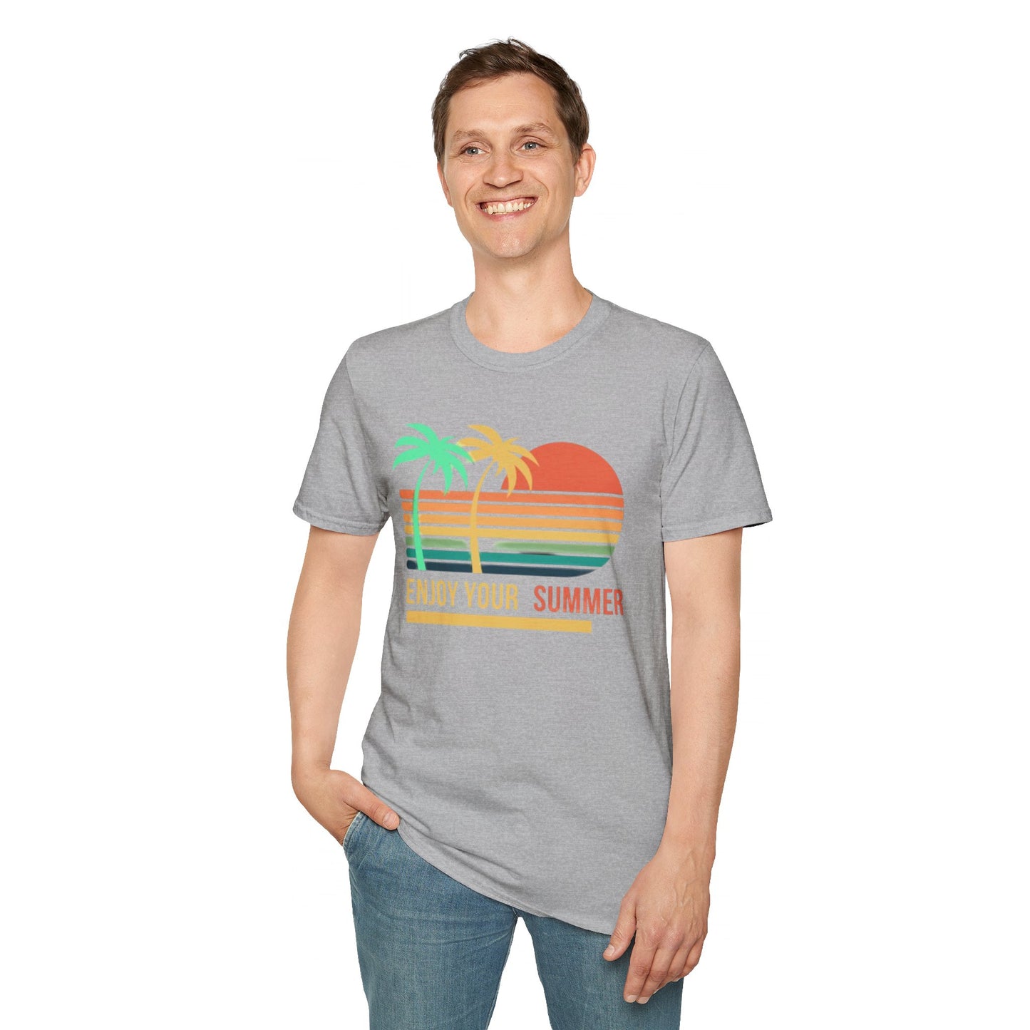 Sunset Vibes Palm T-Shirt, this tee is 100% cotton for solid colors