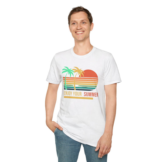 Sunset Vibes Palm T-Shirt, this tee is 100% cotton for solid colors