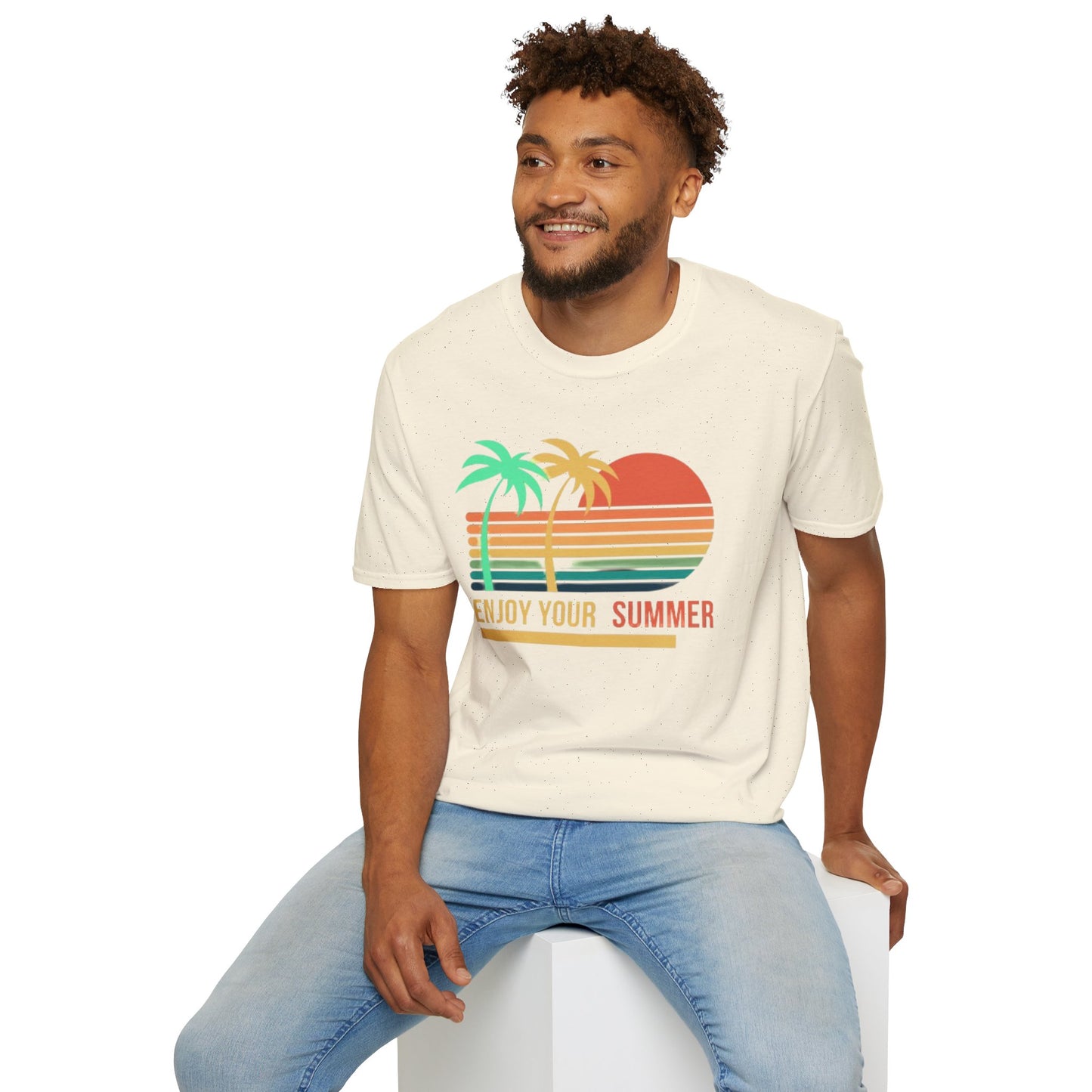 Sunset Vibes Palm T-Shirt, this tee is 100% cotton for solid colors