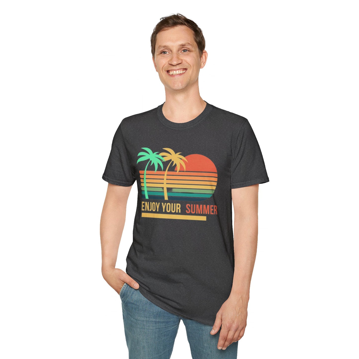 Sunset Vibes Palm T-Shirt, this tee is 100% cotton for solid colors