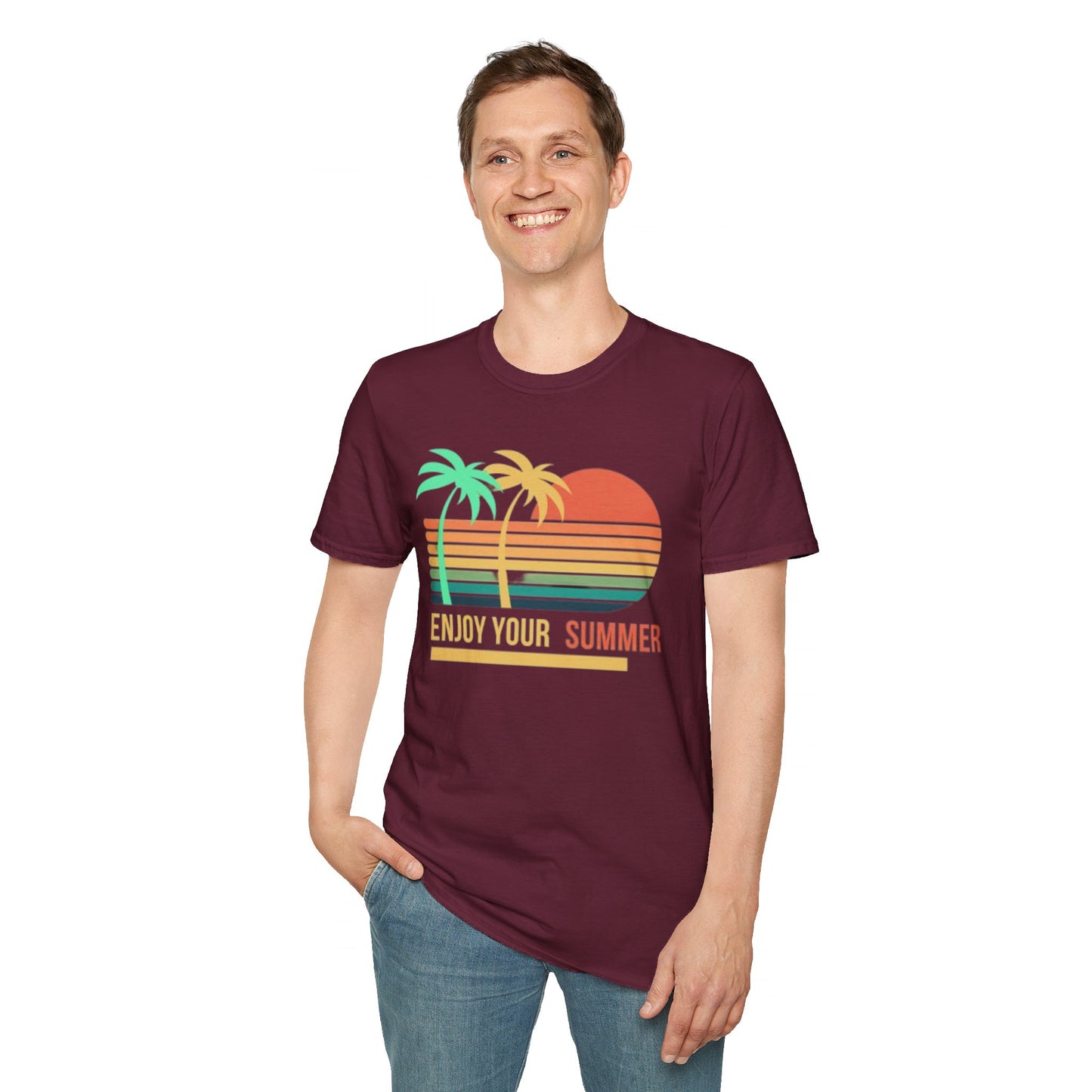 Sunset Vibes Palm T-Shirt, this tee is 100% cotton for solid colors