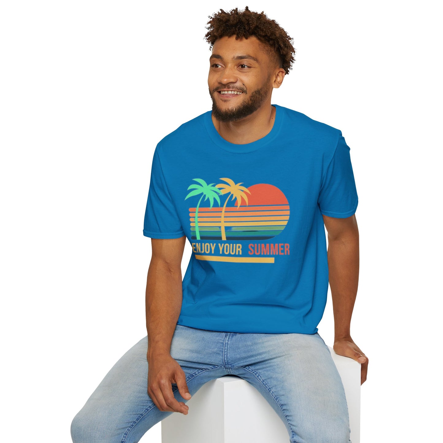 Sunset Vibes Palm T-Shirt, this tee is 100% cotton for solid colors