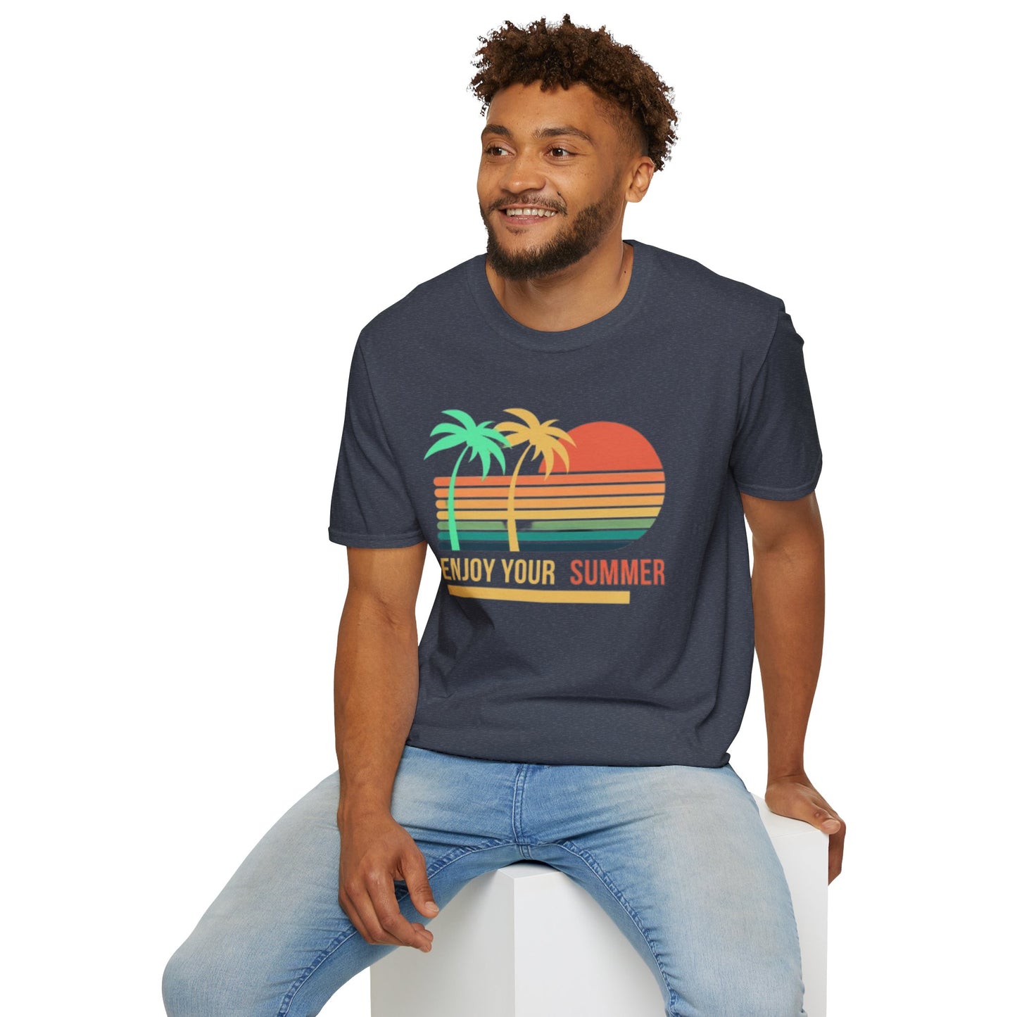 Sunset Vibes Palm T-Shirt, this tee is 100% cotton for solid colors