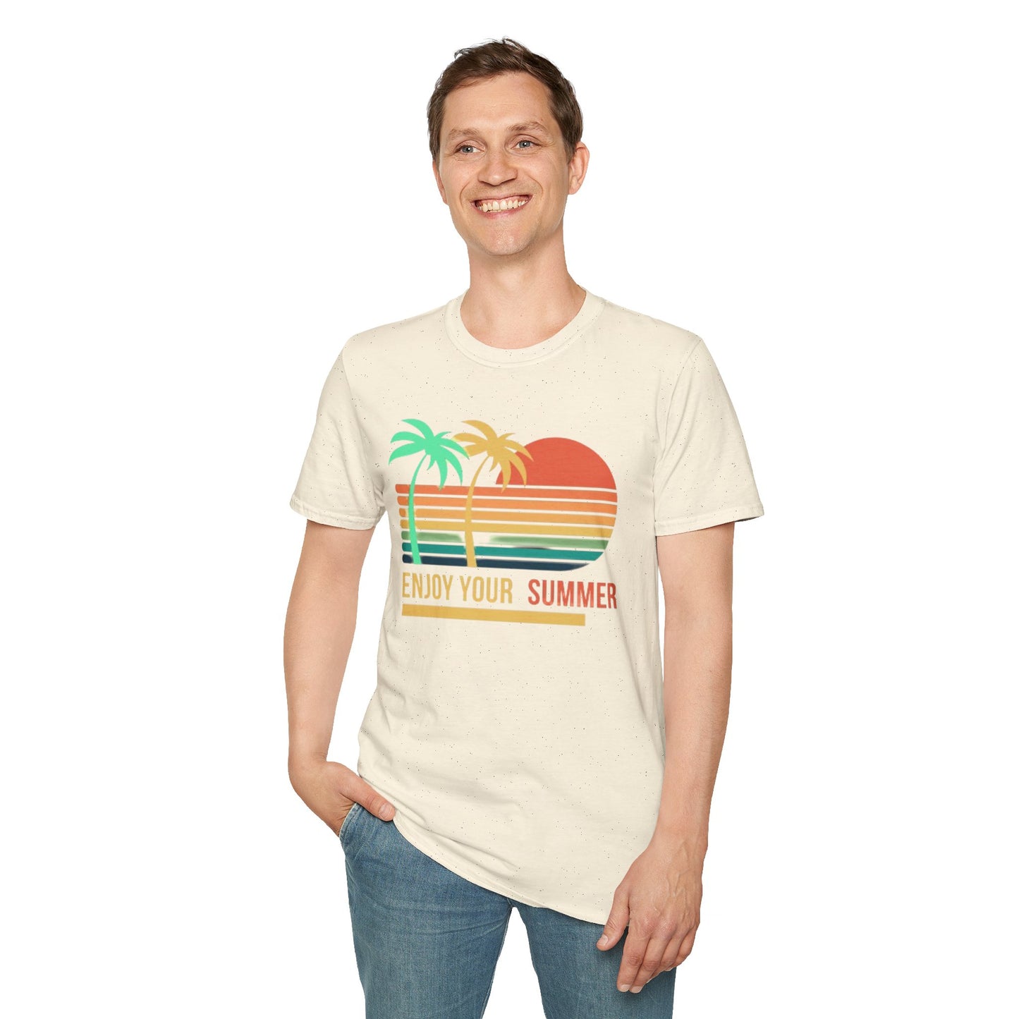 Sunset Vibes Palm T-Shirt, this tee is 100% cotton for solid colors