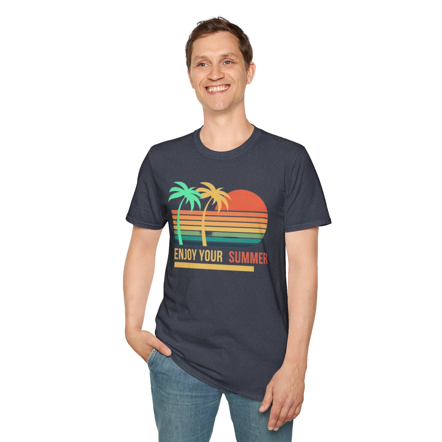 Sunset Vibes Palm T-Shirt, this tee is 100% cotton for solid colors